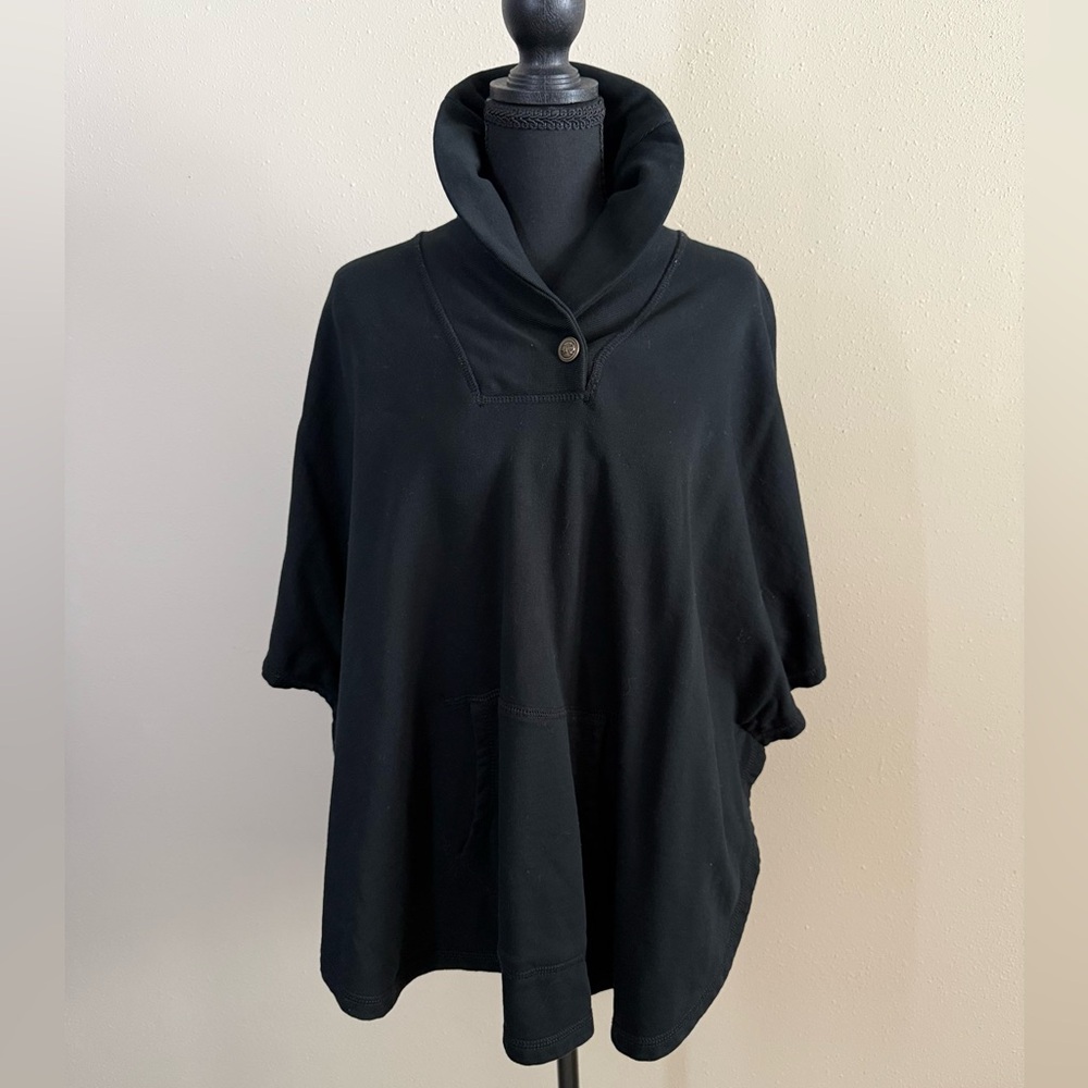 Lauren Ralph Lauren Black Poncho Cape Sweater Shawl Collar One Size